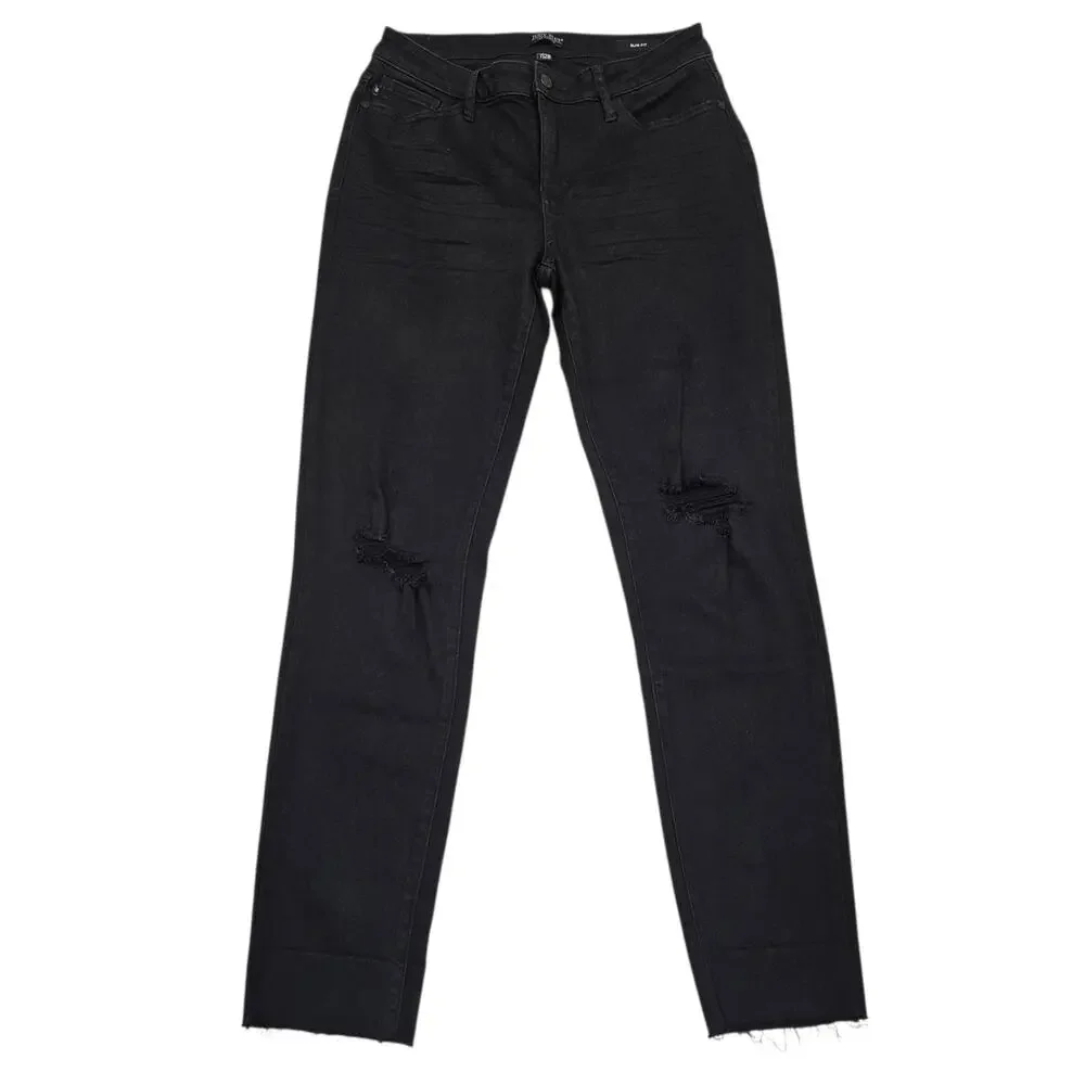Judy Blue Women's Size 7/28 Black Mid-Rise Destroyed Slim Fit Jeans JB88137
